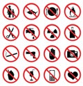 Prohibited Signs illustration on white background Royalty Free Stock Photo
