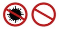 prohibited warning sign with virus icon no freedom