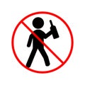 Prohibiting alcohol sign.Silhouette of a man with a bottle of alcohol in his hands in a crossed out circle icon eps ten Royalty Free Stock Photo