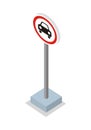 Prohibiting Car Road Sign Vector Illustration.