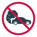 Prohibiting hazardous exhaust gas sign. Car icon with exhaust gases. Exhaust fumes. Environmental pollution. Smog Royalty Free Stock Photo
