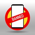 Prohibiting mobile phone banned sign