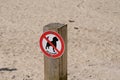Prohibiting signs prohibited dog on beach french text sur les plages sign on access sand sea coast