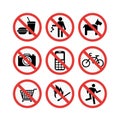 prohibiting signs set illustration Royalty Free Stock Photo