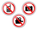 Prohibiting signs with telephone, video and photo camera