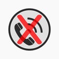 Prohibiting the use of a mobile phone. Vector sign illustration on a white background.