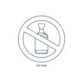 Prohibition alcohol. Sign no rum. Color illustration of a glass of rum in crossed circle. Ban beverage flat line in modern style.