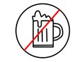 prohibition alcohol sign symbol with a glass of beer crossed out in red