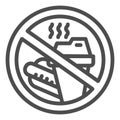 Prohibition bring food line icon, Aquapark concept, Do not bring food into the area sign on white background, Bringing Royalty Free Stock Photo