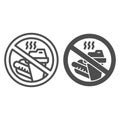 Prohibition bring food line and solid icon, Aquapark concept, Do not bring food into the area sign on white background Royalty Free Stock Photo