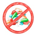 Prohibition of drugs. Watercolor illustration. Isolated on a white background.