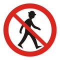 Prohibition of entry to pedestrians, road sign, symbol