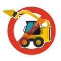 Prohibition of excavation work symbol. Vector dredging strict ban sign.