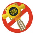 Prohibition of gas detector. Strict ban on constructing of yellow gas meter with digital LCD display, forbid.
