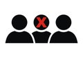 Prohibition of gathering people, black vector icon