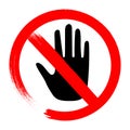 Prohibition hand sign in striking red warns against unauthorized entry. Royalty Free Stock Photo