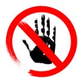 Prohibition hand sign in striking red warns against unauthorized entry. Royalty Free Stock Photo