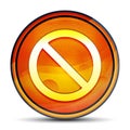 Prohibition icon shiny bright orange round button illustration Royalty Free Stock Photo