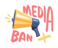 Prohibition of Independent Media with Megaphone Under Ban Vector Illustration