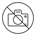 Prohibition no photo thin line icon. No photograph sign vector illustration isolated on white. Forbidden camera outline Royalty Free Stock Photo