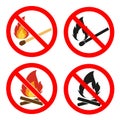 Heat symbols. Inflammable signs. Flat icon pointers. Royalty Free Stock Photo