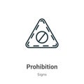 Prohibition outline vector icon. Thin line black prohibition icon, flat vector simple element illustration from editable signs Royalty Free Stock Photo