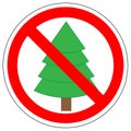 Prohibition sign of Christmas tree fir, vector.
