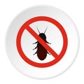 Prohibition sign coleoptera icon, flat style