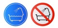 Prohibition sign. Do not use this unit in the bath, in the water. Royalty Free Stock Photo