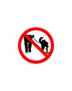 Prohibition Sign for Dog Waste with Owner and Leashed Pet Silhouette Icon Royalty Free Stock Photo