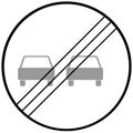 Prohibition sign. End of the zone of prohibition of overtaking. Russia