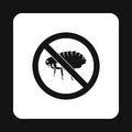Prohibition sign fleas icon, simple style Royalty Free Stock Photo