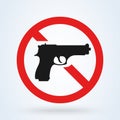 Prohibition sign for gun. No firearms symbol. Vector illustration Royalty Free Stock Photo