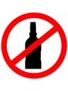 Prohibition sign icon. No drink with bottle.