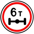 Prohibition sign. The mass limit per vehicle axle. Russia