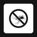 Prohibition sign mosquitoes icon, simple style