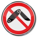 Prohibition sign no folding knifes