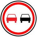 Prohibition sign `Overtaking is prohibited.` Russia