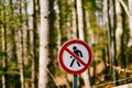 Prohibition sign - Passage is prohibited. Red round sign with a black silhouette of a man crossed out. A walking man.