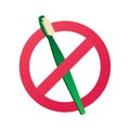 Prohibition sign and plastic toothbrush Royalty Free Stock Photo