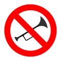 Prohibition sign playing musical instruments, sign prohibiting noise