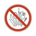 Prohibition sign spoon, fork, knife, stirrer, straws, cotton bud. Single-use plastic cutlery. Ban plastic set