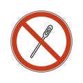 Prohibition sign with stirrer. Single-use plastic cutlery. Ban vector illustration of plastic stirrer flat logo