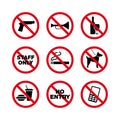 Prohibition Sign Vector Set Royalty Free Stock Photo