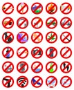 Prohibition signs elements collection, No symbols set