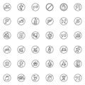 Prohibition signs line icons set Royalty Free Stock Photo