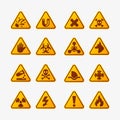 Prohibition signs set industry production vector yellow red warning danger symbol forbidden safety information and