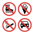 Prohibition signs set safety information vector illustration. Royalty Free Stock Photo