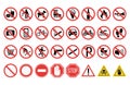 Prohibition signs set safety information vector illustration.