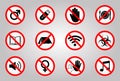 Prohibition Signs and Various warning sign icon Symbol Sign Isolate on White Background,Vector Illustration Royalty Free Stock Photo